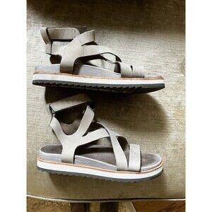 Merrell Moon Juno Criss Cross Women's Sandals Leather8 Natural Beige Ankle Strap